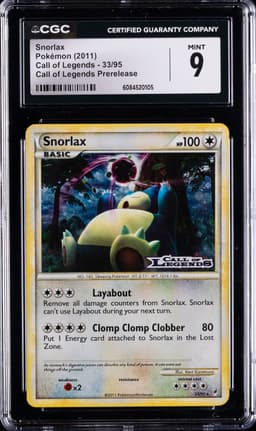 2011 #33 Snorlax CGC 9 Call of Legends - English Pokemon