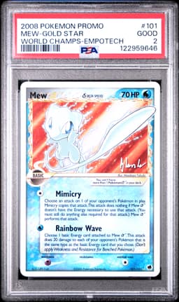 2008 #101 Mew-Gold Star PSA 2 World Championships Promo Pokemon