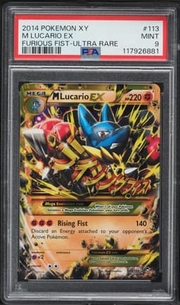 2014 #113 M Lucario EX PSA 9 XY Furious Fists Pokemon