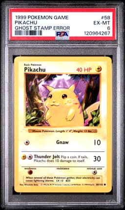 1999 #58 Pikachu PSA 6 Game Pokemon