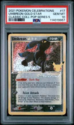 2021 #17 Umbreon-Gold Star PSA 10 Celebrations Classic Collection Pokemon