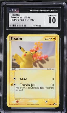 2005 #16 Pikachu CGC 10 Pop Series 2 Pokemon