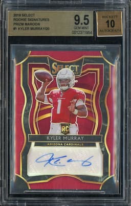 2019 Select Rookie Signatures Kyler Murray #RS-1 Maroon Prizm Auto /20 BGS 9.5
