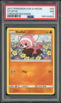 2017 Pokemon Sun & Moon Crimson Invasion Stufful #55 PSA 7