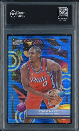 2026 Topps Chrome Tyrese Maxey #57 Blue Refractor /99