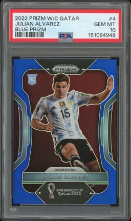 2022 Panini Prizm FIFA World Cup Qatar 2022 Julián Álvarez #4 Blue /299 PSA 10