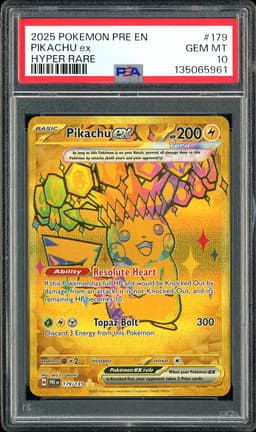 2025 Pokemon PRE EN Pikachu ex #179 Hyper Rare PSA 10