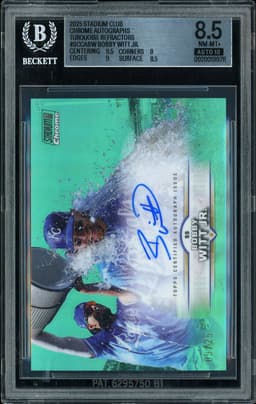 2025 Stadium Club Chrome Autographs Bobby Witt Jr. #SCCA-BW Turquoise Refractor Autograph /25 BGS 8.5