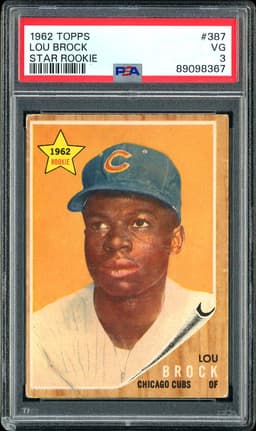 1962 Topps Star Rookie Lou Brock #387 PSA 3