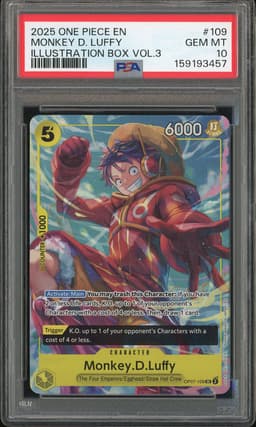 One Piece Monkey.D.Luffy #OP07-109 Illustration Box Vol.3 Promo SR PSA 10