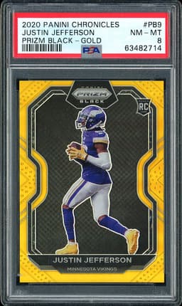 2020 Panini Chronicles Prizm Black Justin Jefferson #PB9 Gold PSA 8
