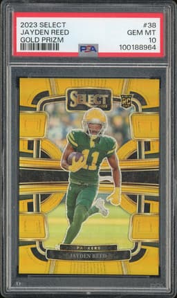 2023 Select Concourse Jayden Reed #38 Gold Prizm /10 PSA 10