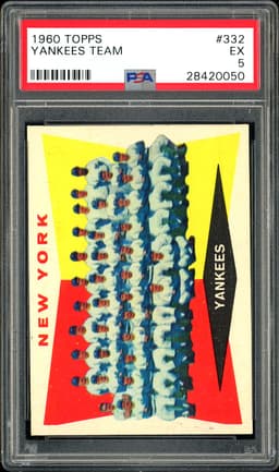 1960 Topps New York Yankees Team #332 PSA 5