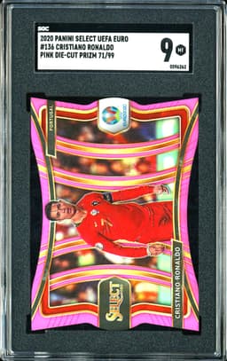 2020 Panini Select UEFA Euro Mezzanine Cristiano Ronaldo #136 Pink Die-Cut Prizm /99 SGC 9