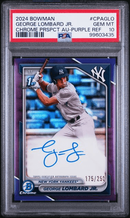 2024 Bowman Chrome Prospect Autographs George Lombard Jr. #CPA-GLO Purple Refractor Autograph /250 PSA 10
