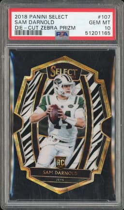 2018 Panini Select Sam Darnold #107 Die-Cut Zebra Prizm PSA 10