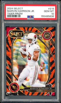 2024 Select Prizm Marvin Harrison Jr. #219 Tiger Prizm PSA 10