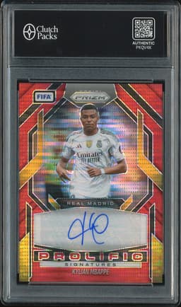 2025 Panini Prizm Prolific Signatures Kylian Mbappé #PS-KM Red Pulsar Autograph