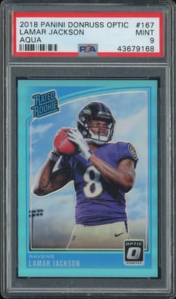 2018 Panini Donruss Optic Lamar Jackson #167 Aqua PSA 9
