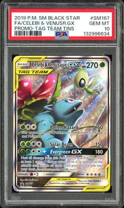 2019 Pokemon Sun & Moon Black Star Promo Celebi & Venusaur GX #SM167 Full Art PSA 10