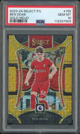 2023-24 Panini Select Premier League Soccer Mezzanine Ben Doak #155 Gold Mojo /10 PSA 10