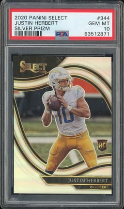 2020 Panini Select Field Level Justin Herbert #344 Silver Prizm PSA 10
