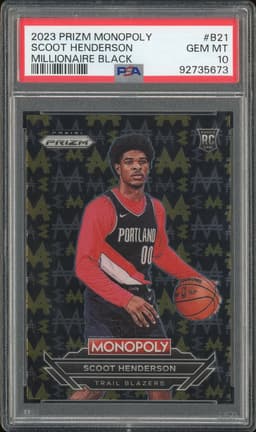 2023 Panini Prizm Monopoly Millionaire Black Scoot Henderson #B21 PSA 10