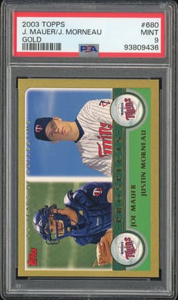 2003 Topps Prospects Joe Mauer / Justin Morneau #680 Gold /2003 PSA 9