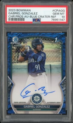 2023 Bowman Chrome Prospects Gabriel Gonzalez #CPA-GG Blue Crater Refractor Autograph /150 PSA 10