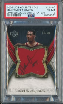 2006-07 Upper Deck Exquisite Collection Limited Logos Hakeem Olajuwon #LL-HO Autograph Patch /50 PSA 6