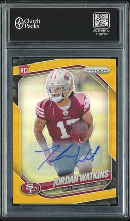 2025 Panini Prizm Jordan Watkins #389 Gold Autograph /90