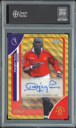 2026 Topps Chrome Premier League Dwight Yorke #CA-DY Gold Refractor Autograph /50