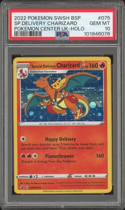2022 Pokemon SWSH Black Star Promo Special Delivery Charizard Pokemon Center UK Holo #SWSH075 PSA 10