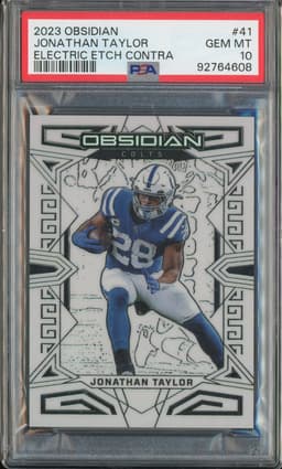 2023 Obsidian Jonathan Taylor #41 Electric Etch Contra PSA 10