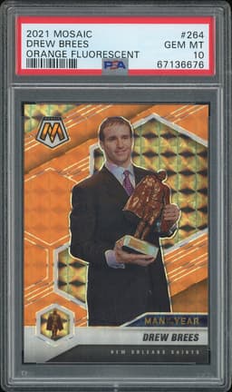2021 Mosaic Man of the Year Drew Brees #264 Orange Fluorescent /25 PSA 10