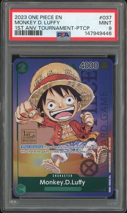 One Piece Monkey D. Luffy #P-037 1st Anniversary Tournament Promo PSA 9