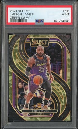 2024-25 Select Premier Level LeBron James #111 Green Camo Prizm /125 PSA 9