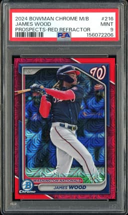 2024 Bowman Chrome Prospects James Wood #216 Red Refractor /5 PSA 9