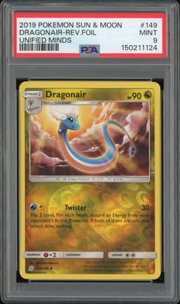 2019 Pokemon Sun & Moon Unified Minds Dragonair #149 Reverse Holo PSA 9