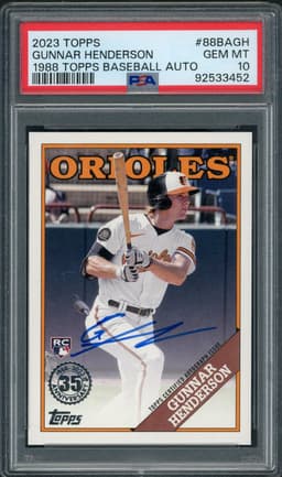 2023 Topps Baseball 1988 Topps Baseball Autographs Gunnar Henderson #88BA-GH Autograph PSA 10