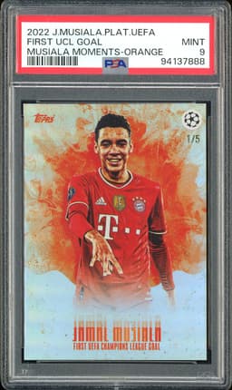 2022 Topps UEFA Champions League Musiala Moments Jamal Musiala # Orange /5 PSA 9