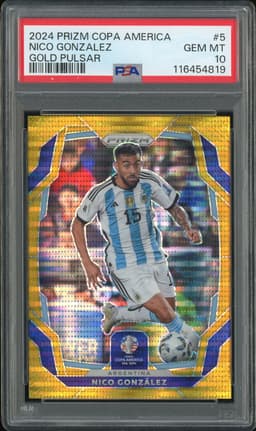 2024 Panini Prizm Copa America Nico Gonzalez #5 Gold Pulsar /10 PSA 10