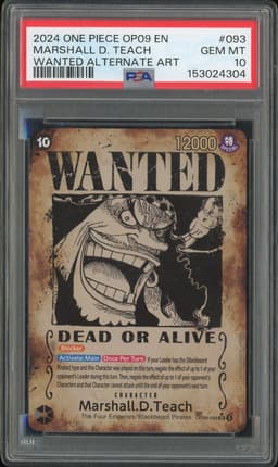 One Piece Marshall D. Teach #OP09-093 Emperors in the New World Wanted Poster SR PSA 10