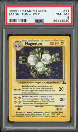 1999 Pokemon Fossil Magneton #11 Holo PSA 8