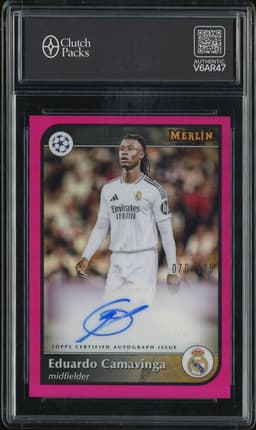 2024-25 Topps Merlin Autographs Eduardo Camavinga #AU-CAM Pink /125