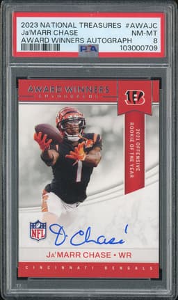 2023 National Treasures Award Winners Autographs Ja'Marr Chase #AWA-JC PSA 8