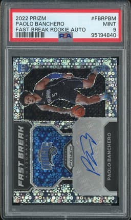 2022 Panini Prizm Fast Break Autographs Paolo Banchero #FBR-PBM Fast Break Rookie Auto PSA 9