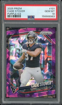 2025 Panini Prizm Cade Stover #101 Purple Ice /225 PSA 10