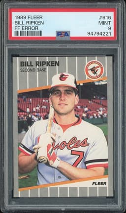 1989 Fleer Bill Ripken #616 FF Error PSA 9