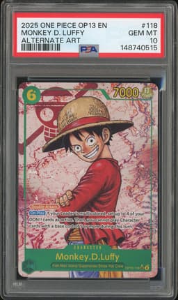 One Piece Monkey D. Luffy #OP13-118 Carrying On His Will Alternate Art PSA 10